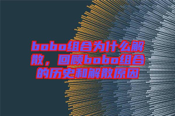 bobo組合為什么解散，回顧bobo組合的歷史和解散原因