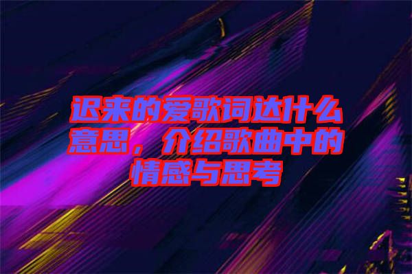 遲來的愛歌詞達(dá)什么意思，介紹歌曲中的情感與思考