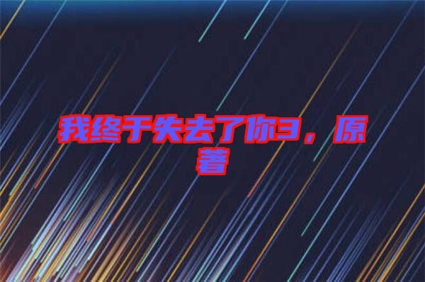 我終于失去了你3，原著