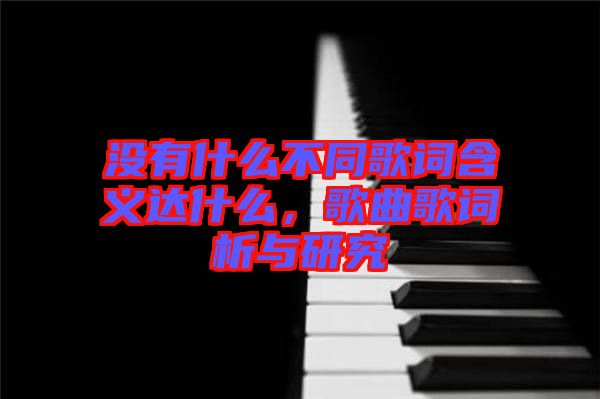 沒有什么不同歌詞含義達什么，歌曲歌詞析與研究
