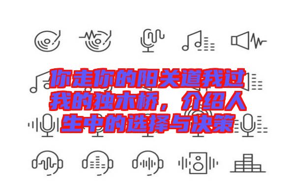 你走你的陽關(guān)道我過我的獨(dú)木橋，介紹人生中的選擇與決策