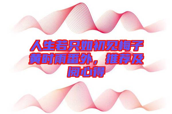 人生若只如初見梅子黃時雨番外，推薦及閱心得