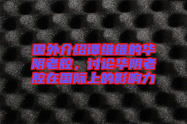 國(guó)外介紹譚維維的華陰老腔，討論華陰老腔在國(guó)際上的影響力