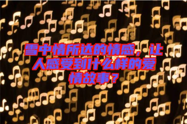 雪中情所達的情感，讓人感受到什么樣的愛情故事？