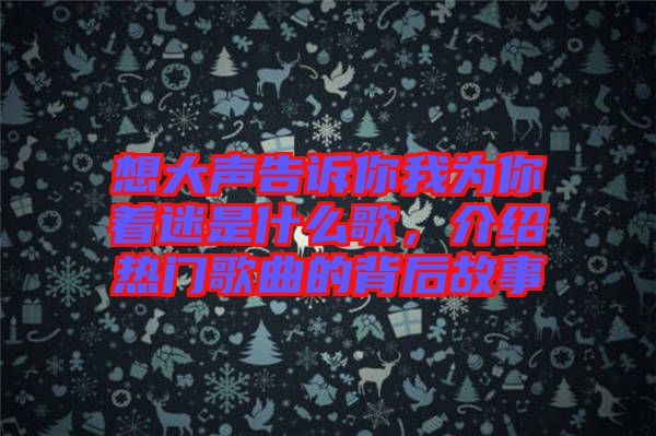 想大聲告訴你我為你著迷是什么歌，介紹熱門歌曲的背后故事