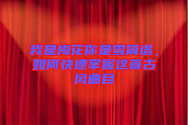 我是梅花你是雪簡譜，如何快速掌握這首古風曲目