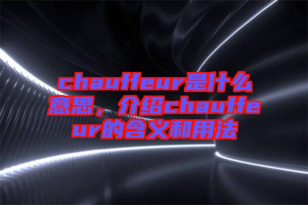 chauffeur是什么意思，介紹chauffeur的含義和用法