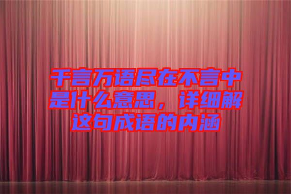 千言萬(wàn)語(yǔ)盡在不言中是什么意思，詳細(xì)解這句成語(yǔ)的內(nèi)涵