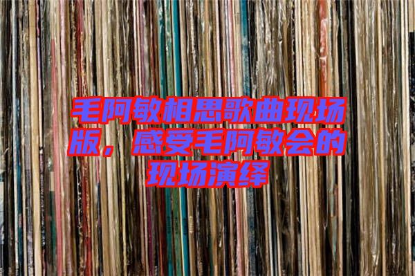 毛阿敏相思歌曲現(xiàn)場版，感受毛阿敏會(huì)的現(xiàn)場演繹
