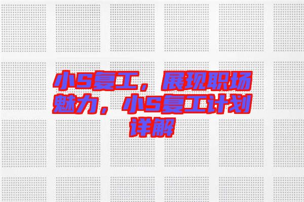 小S復(fù)工，展現(xiàn)職場魅力，小S復(fù)工計(jì)劃詳解