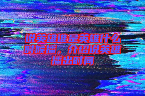 說英雄誰是英雄什么時候播，介紹說英雄播出時間