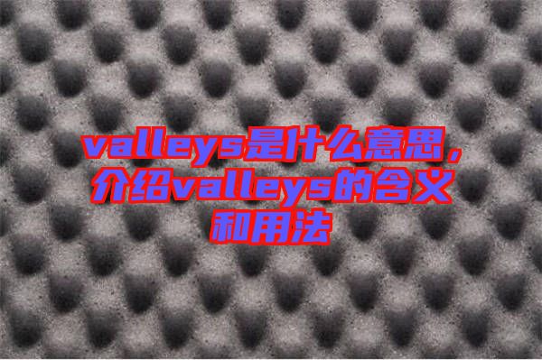 valleys是什么意思，介紹valleys的含義和用法
