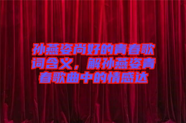 孫燕姿尚好的青春歌詞含義，解孫燕姿青春歌曲中的情感達