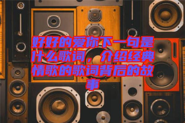 好好的愛(ài)你下一句是什么歌詞，介紹經(jīng)典情歌的歌詞背后的故事