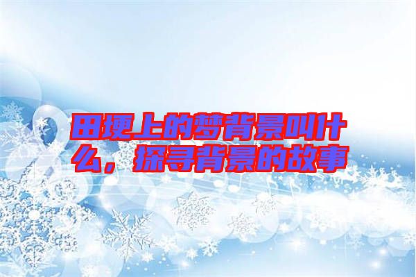 田埂上的夢背景叫什么，探尋背景的故事