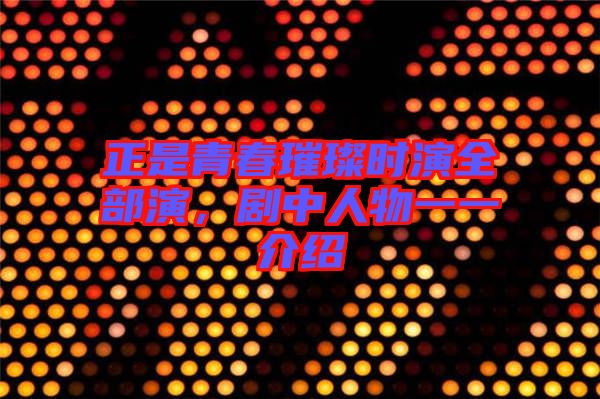正是青春璀璨時演全部演，劇中人物一一介紹
