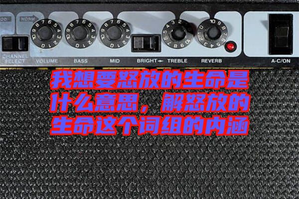 我想要怒放的生命是什么意思，解怒放的生命這個(gè)詞組的內(nèi)涵