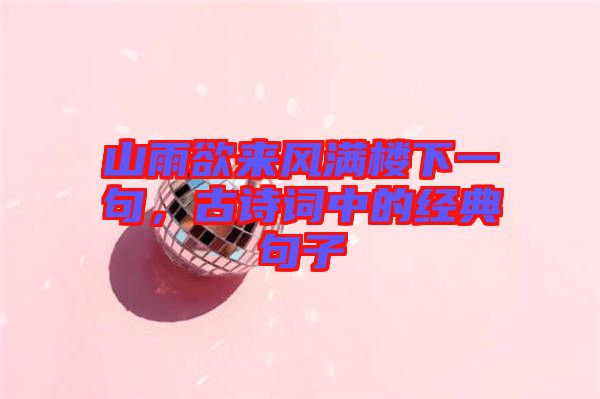 山雨欲來(lái)風(fēng)滿樓下一句，古詩(shī)詞中的經(jīng)典句子