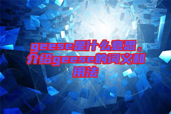 geese是什么意思，介紹geese的詞義和用法