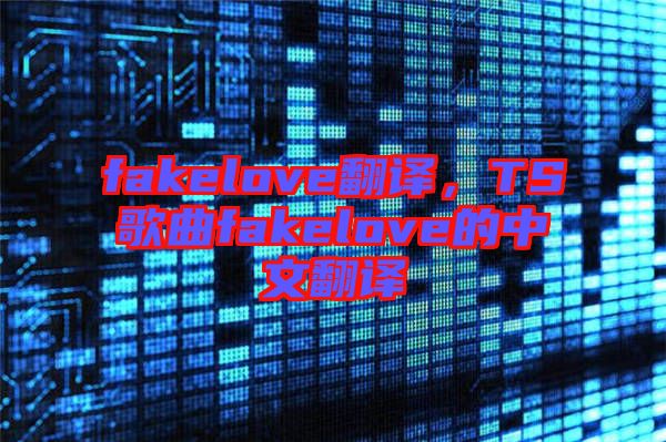 fakelove翻譯，TS歌曲fakelove的中文翻譯