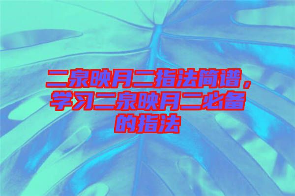 二泉映月二指法簡譜，學(xué)習(xí)二泉映月二必備的指法