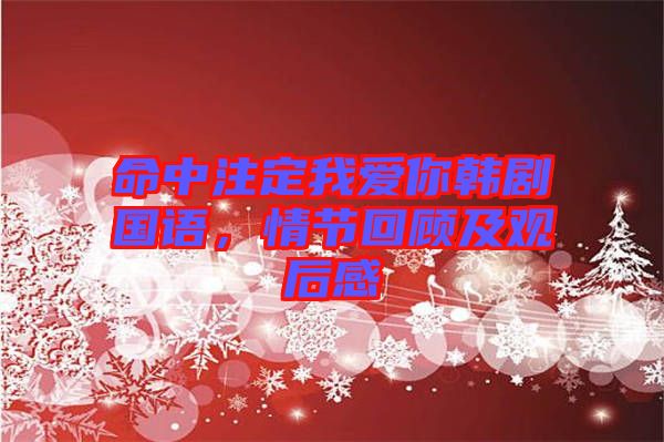 命中注定我愛你韓劇國語，情節(jié)回顧及觀后感