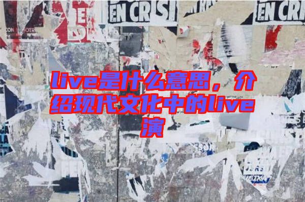 live是什么意思，介紹現(xiàn)代文化中的live演