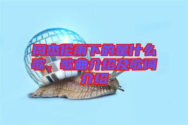 周杰倫雨下的是什么歌，歌曲介紹及歌詞介紹