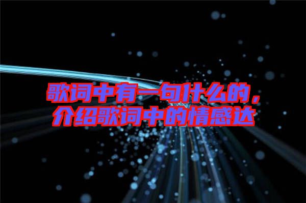 歌詞中有一句什么的，介紹歌詞中的情感達