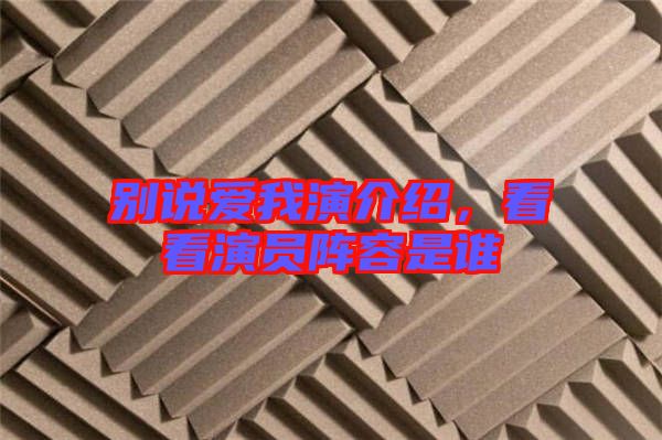 別說愛我演介紹，看看演員陣容是誰
