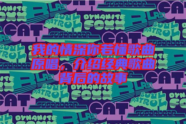 我的情深你若懂歌曲原唱，介紹經(jīng)典歌曲背后的故事