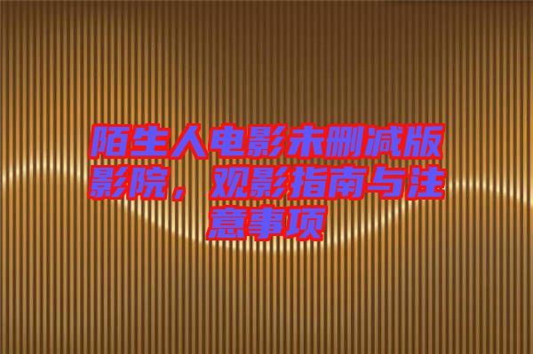 陌生人電影未刪減版影院，觀影指南與注意事項(xiàng)