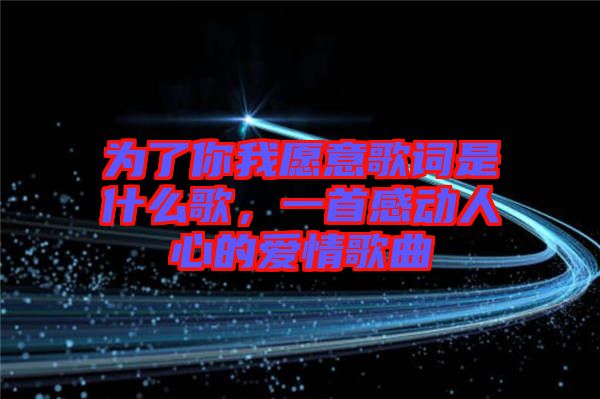 為了你我愿意歌詞是什么歌，一首感動人心的愛情歌曲