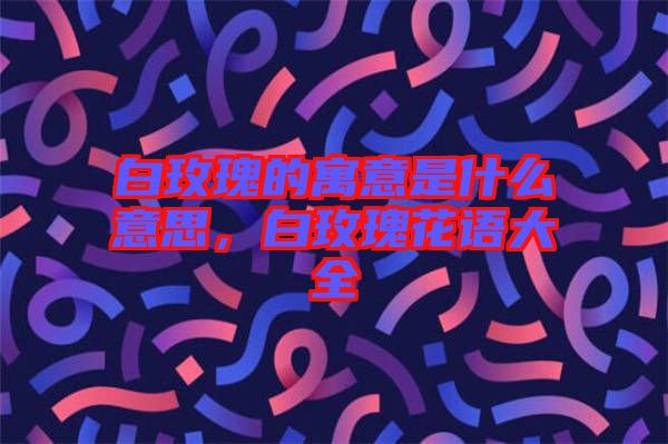 白玫瑰的寓意是什么意思，白玫瑰花語(yǔ)大全