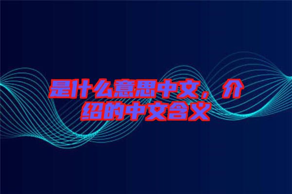 是什么意思中文，介紹的中文含義