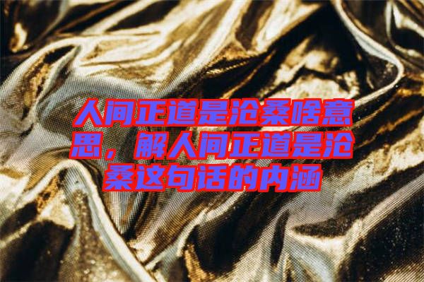 人間正道是滄桑啥意思，解人間正道是滄桑這句話的內(nèi)涵