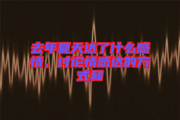 去年夏天達(dá)了什么感情，討論情感達(dá)的方式和