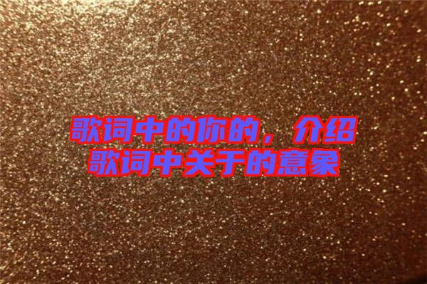 歌詞中的你的，介紹歌詞中關(guān)于的意象