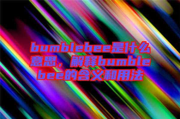 bumblebee是什么意思，解釋bumblebee的含義和用法