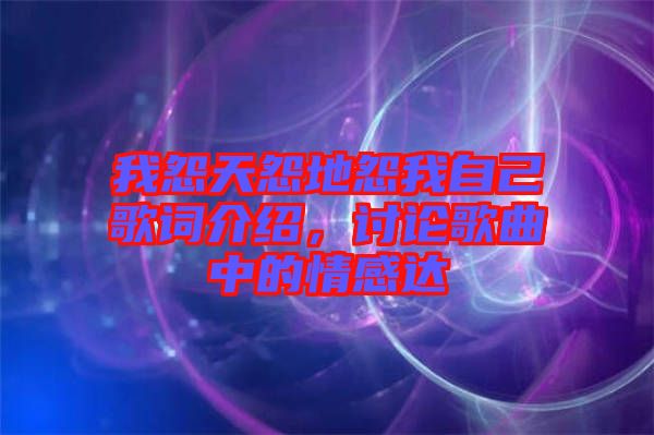 我怨天怨地怨我自己歌詞介紹，討論歌曲中的情感達(dá)