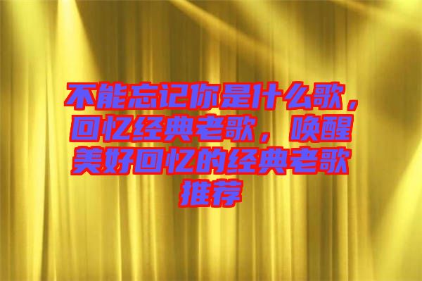 不能忘記你是什么歌，回憶經(jīng)典老歌，喚醒美好回憶的經(jīng)典老歌推薦