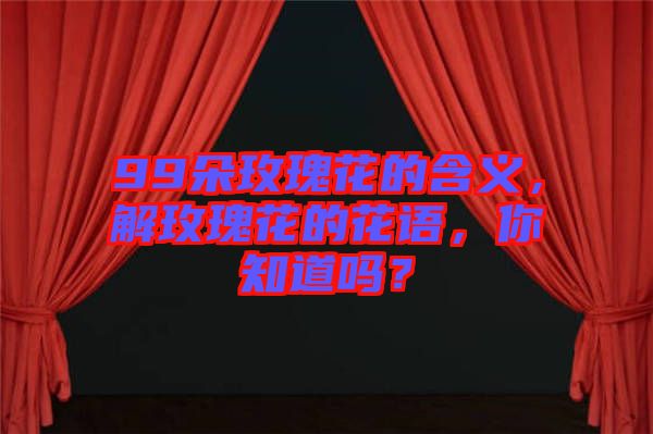 99朵玫瑰花的含義，解玫瑰花的花語(yǔ)，你知道嗎？