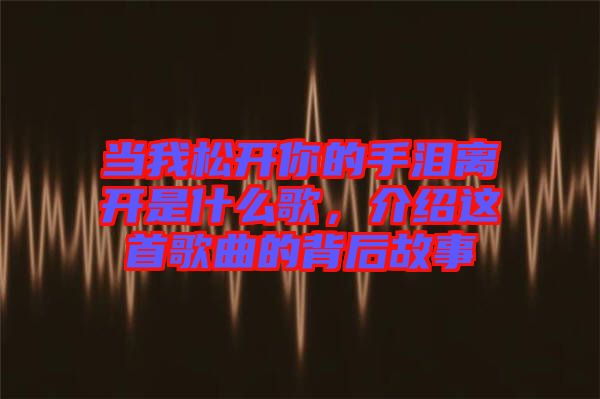 當(dāng)我松開你的手淚離開是什么歌，介紹這首歌曲的背后故事