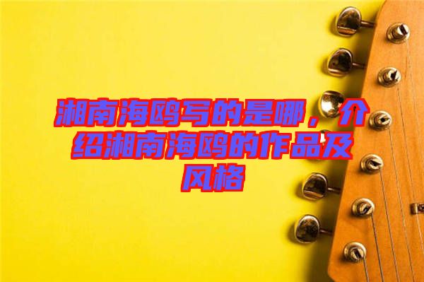 湘南海鷗寫(xiě)的是哪，介紹湘南海鷗的作品及風(fēng)格