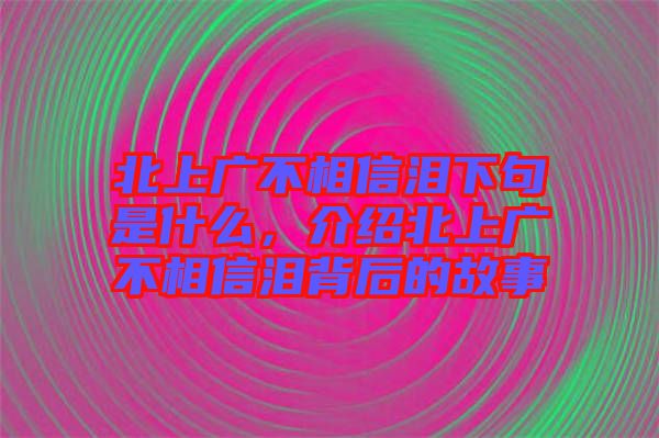 北上廣不相信淚下句是什么，介紹北上廣不相信淚背后的故事