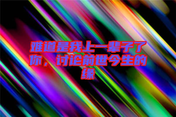 難道是我上一輩子了你，討論前世今生的緣