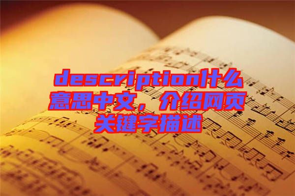 description什么意思中文，介紹網(wǎng)頁關鍵字描述