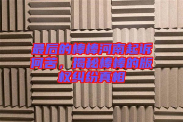 最后的棒棒河南起訴何苦，揭秘棒棒的版權(quán)糾紛真相
