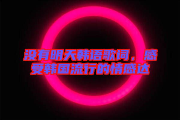沒有明天韓語歌詞，感受韓國流行的情感達(dá)