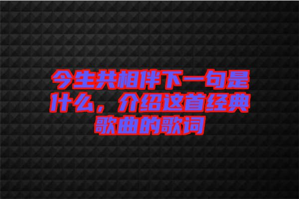 今生共相伴下一句是什么，介紹這首經典歌曲的歌詞